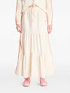 Adidas Originals Summer Glow Three-stripe Tiered Midi Skirt In Neutral