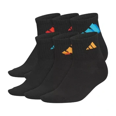 Adidas Originals Kids' Superlite Boys 6 Pair Quarter Ankle Socks In Black