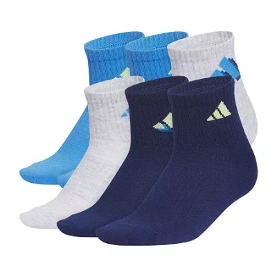 Adidas Originals Kids' Superlite Boys 6 Pair Quarter Ankle Socks In Blue