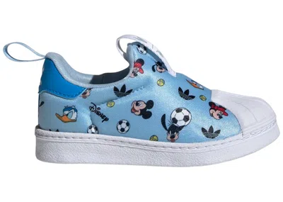 Pre-owned Adidas Originals Superstar 360 Disney Mickey Sneakers In Clear Sky/cloud White/bright Blue