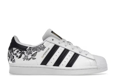 Pre-owned Adidas Originals Superstar Black Floral (women's) Sneakers In Cloud White/core Black/gold Metallic