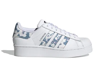 Pre-owned Adidas Originals Superstar Bold White (women's) Sneakers In Cloud White/ambient Sky Blue/silver Metallic