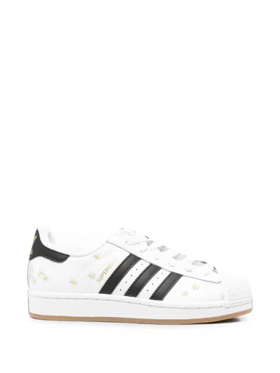 Adidas Originals Babies' Superstar Floral-print Leather Sneakers In White