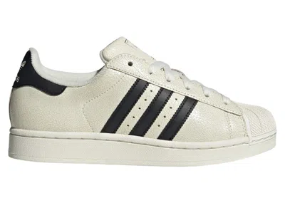 Pre-owned Adidas Originals Superstar Ii Black Cracked Leather (women's) Sneakers In Off White/core Black In Multi