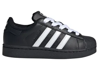 Pre-owned Adidas Originals Superstar Ii Black Heel Tab Sneakers In Core Black/cloud White In Multi
