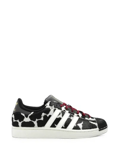 Adidas Originals Superstar Ii Cow-print Sneakers In Black