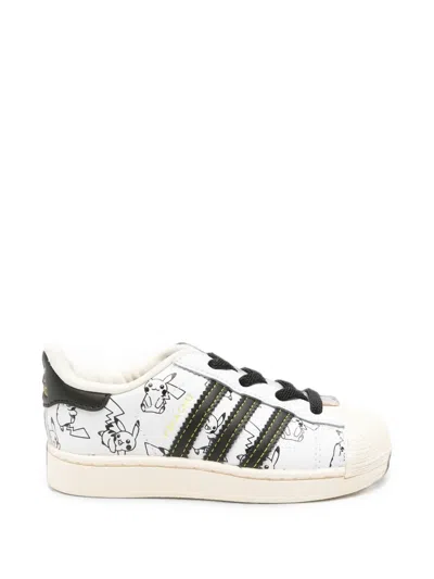 Adidas Originals Babies' Superstar Ii El I Pokémon-print Leather Sneakers In White