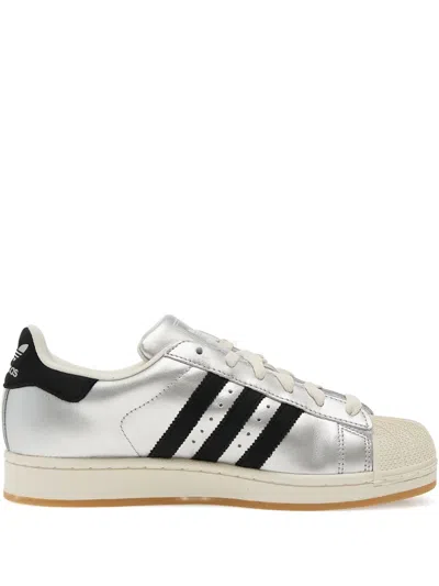 Adidas Originals Superstar Ii Lace-up Low-top Sneakers In Silver