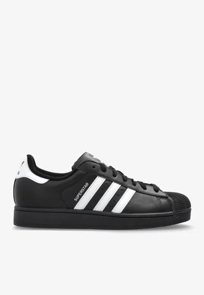 Adidas Originals Superstar Ii Leather Low-top Sneakers In Black