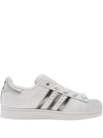 Adidas Originals Superstar Ii Metallic-stripe Sneakers In White