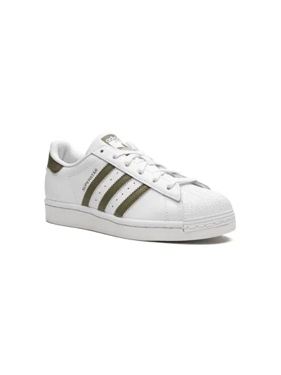 Adidas Originals Kids' Superstar Low-top Sneakers In White/olive