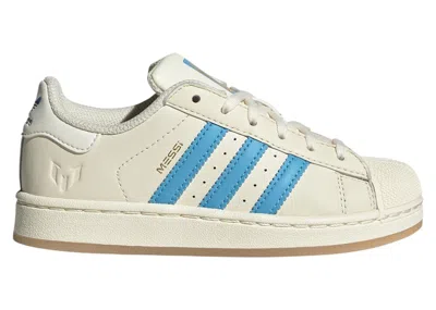 Pre-owned Adidas Originals Superstar Messi Sneakers In Cream White/semi Blue Burst/gold Metallic