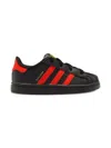 Adidas Originals Superstar Scarlet-stripes Sneakers In Black