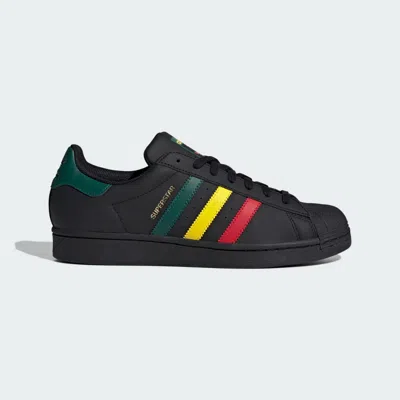 Pre-owned Adidas Originals Superstar Shoes In Core Black / Yellow / Collegiate Green
