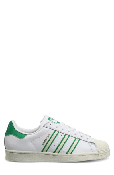 Adidas Originals Superstar Sneaker In White/ Off White/ Green