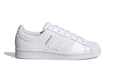 Pre-owned Adidas Originals Superstar Stud (women's) Sneakers In Cloud White/gold Metallic