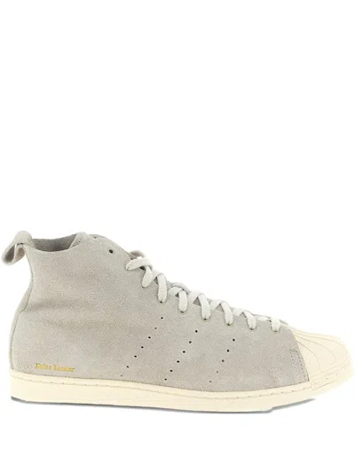 Adidas Originals Wales Bonner Superstar Hi Perforated Suede High-top Sneakers In Gray