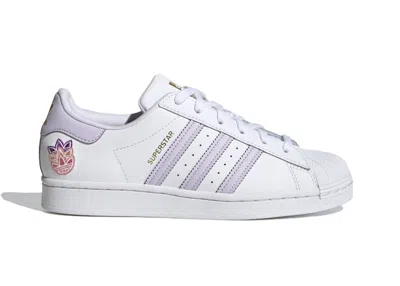 Pre-owned Adidas Originals Superstar Trefoil White (women's) Sneakers In Cloud White/purple Tint/matte Gold