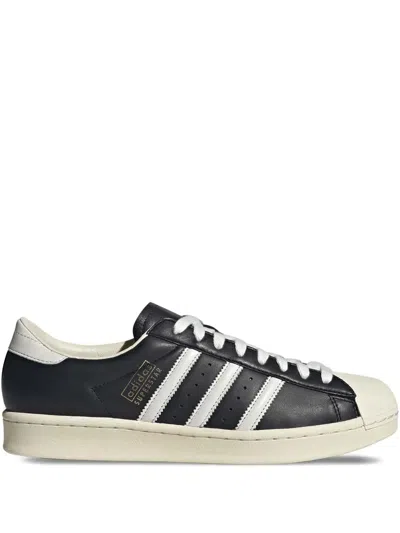 Adidas Originals Superstar Vintage 3-stripes Leather Sneakers In Black