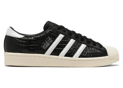 Pre-owned Adidas Originals Superstar Vintage Black White Croc (women's) Sneakers In Core Black/footwear White/cream White