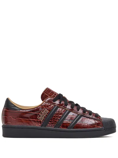 Adidas Originals Superstar Embossed Sneakers In Brown