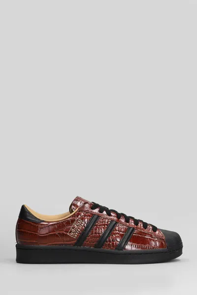 Adidas Originals Superstar Vintage Sneakers In Bordeaux Leather In Burgundy