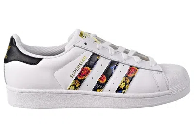 Pre-owned Adidas Originals Superstar White Black Foral Stripes (women's) Sneakers In Footwear White/gold Metallic In Multi