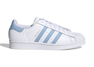 Pre-owned Adidas Originals Superstar White Gold Sneakers In Cloud White/ambient Sky Blue