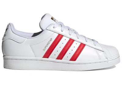 Pre-owned Adidas Originals Superstar White Gold (women's) Sneakers In Cloud White/better Scarelet Red/gold Metallic