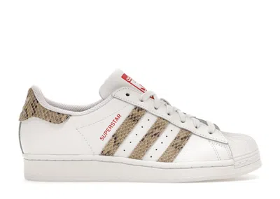 Pre-owned Adidas Originals Superstar White Snakeskin (women's) Sneakers In Cloud White/wonder White/better Scarelet Red