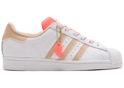 Pre-owned Adidas Originals Superstar (women's) Sneakers In Cloud White/halo Blush/acid Red