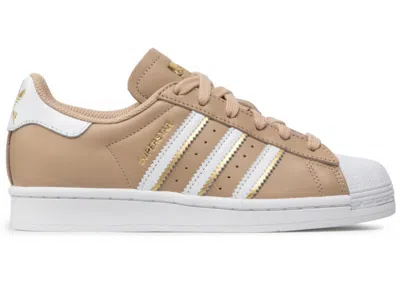 Pre-owned Adidas Originals Superstar (women's) Sneakers In Cloud White/pale Nude/gold Metallic