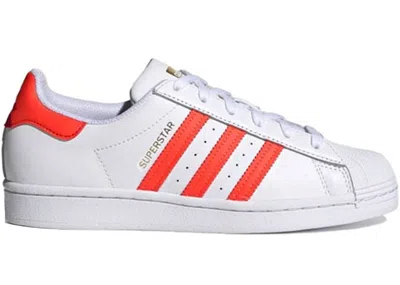 Pre-owned Adidas Originals Superstar (women's) Sneakers In Cloud White/solar Red/scarelet Red