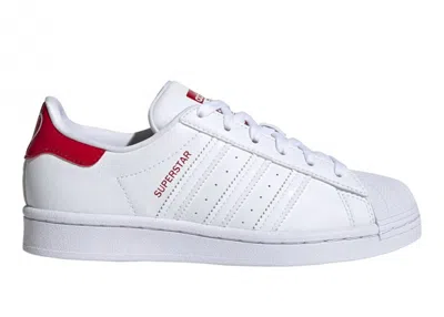 Pre-owned Adidas Originals Superstar (youth) Sneakers In White/scarelet Red In Multi