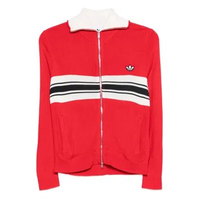 Adidas Originals X Wales Bonner Embroidered-logo Cardigan In Red