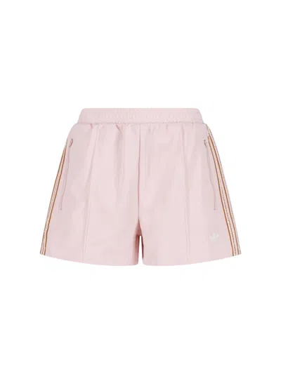 Adidas Originals Crochet-stripe Shorts In Pink