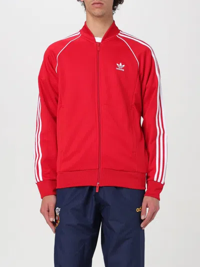 Adidas Originals Logo Embroidered Zipped Sweatshirt In Red