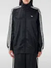 Adidas Originals Satin Ruffle 3-stripes Firebird Track Jacket In Black