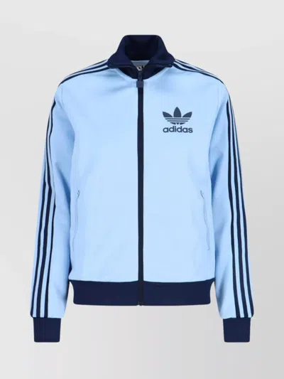 Adidas Originals Sweatshirt High Collar Contrast Trim In Blue