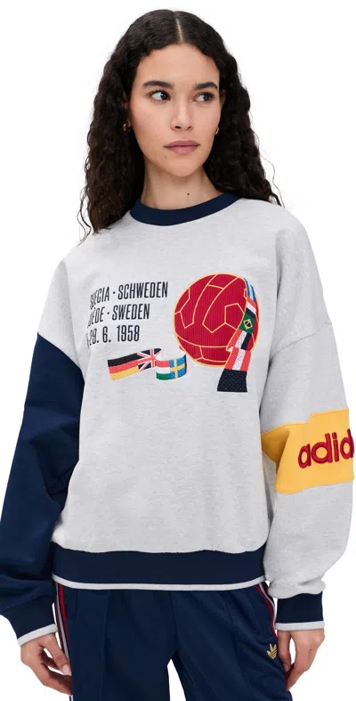 Adidas Originals Sweden World Cup Crew Sweatshirt Light Grey Heather/night Indigo In Multi