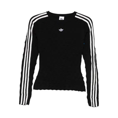Adidas Originals Crew-neck Long-sleeve Sweater In Black