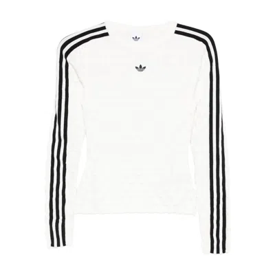 Adidas Originals Three-stripe Logo-detail Sweater In White