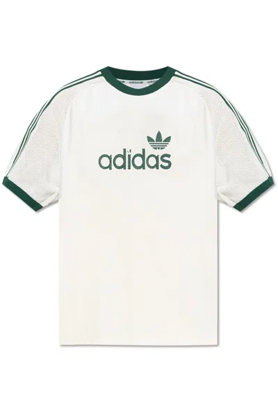 Adidas Originals T-shirt With Embroidered Logo In Owhite