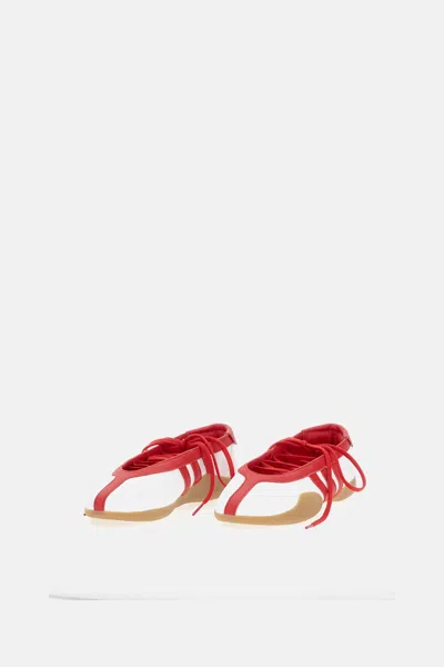 Adidas Originals Taekwondo Mei Leather Ballerina Shoes Contrast Trim In Red