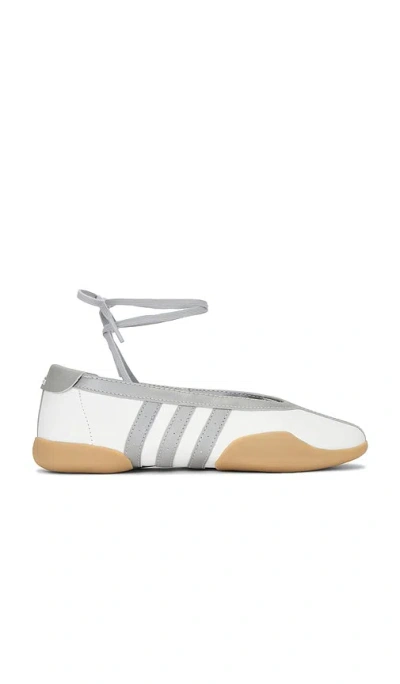 Adidas Originals Taekwondo Mei Ballet Metallic Leather-trimmed Leather Sneakers In Silver