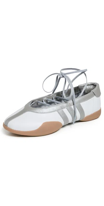 Adidas Originals Taekwondo Mei Ballet Metallic Leather-trimmed Leather Sneakers In Silver