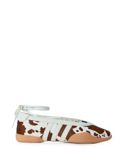 Adidas Originals Taekwondo Mei Cow-print Ribbon-tie Ballet Flats In Multi