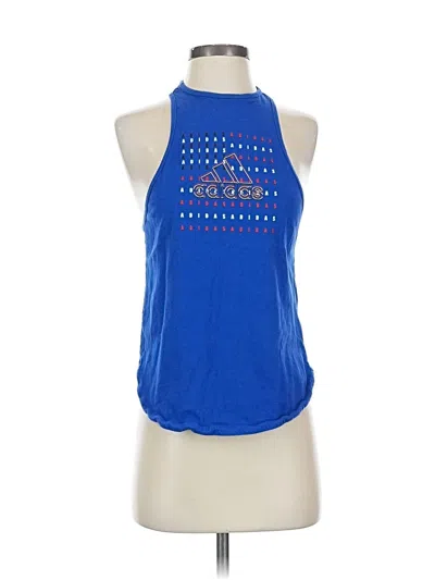 Pre-owned Adidas Originals Tank Top Blue Halter Neckline Tops