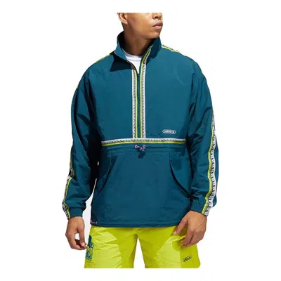 Adidas Originals Taped Anorak Zipper Cardigan Pullover Sports Jacket Green In Blue