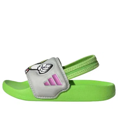 Adidas Originals (td) Adidas X Pixar Toy Story Adilette Estrap Slides 'semi Solar Green Purple Burst Grey Two' In Multi